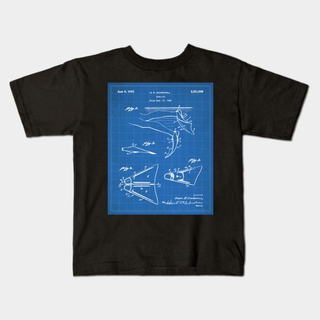 Scuba Diving Fins Patent - Deep Sea Diver Dive Coach Art - Blueprint Kids T-Shirt by patentpress